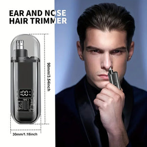 Aparador de Cabelo para Nariz e Ouvidos para Homens - Recarregável via USB C, Portátil, Carregamento Rápido, Kit de Higiene Compacto