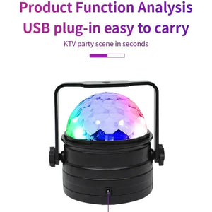 Luz de Disco LED RGB para Palco, Bola DJ Rotativa, Estroboscópio, Controle Remoto, Controle de Som, Dança Mágica, Carro de Natal, Presente de Festa, Lâmpada de Show a Laser para Clube