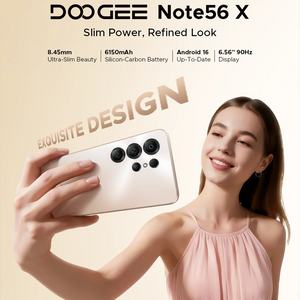 Telefone Móvel DOOGEE Note56 X Corpo Slim de 8,45mm Tela de 6,56" 90Hz Android 16 Bateria de 6150mAh Reconhecimento de Cena com IA Smartphone