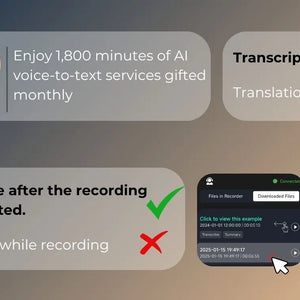 Gravador de Voz AI transcrição, Tradução, Resumo, Mapeamento Mental, Ativação por Voz 64GB Dictafone de Alumínio [Versão AI]