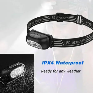 Lanterna de Cabeça de Luz Forte Mini LED Pesca Noturna Lanterna Poderosa Lanterna de Cabeça para Camping ao Ar Livre à Prova d'Água Portátil com Sensor LED