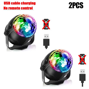 Luz de Disco LED RGB para Palco, Bola DJ Rotativa, Estroboscópio, Controle Remoto, Controle de Som, Dança Mágica, Carro de Natal, Presente de Festa, Lâmpada de Show a Laser para Clube