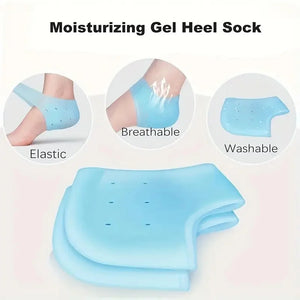 Protetores de Calcanhar de Silicone Azul Laváveis | Unissex para Cuidados Diurnos e Noturnos | Conforto Respirável e Duradouro