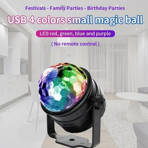 Luz de Disco LED RGB para Palco, Bola DJ Rotativa, Estroboscópio, Controle Remoto, Controle de Som, Dança Mágica, Carro de Natal, Presente de Festa, Lâmpada de Show a Laser para Clube