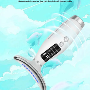 Massageador Facial e de Pescoço de 7 Cores EMS com Microcorrente para Rosto, Pescoço e Ombros, Dispositivo de Beleza com Vibração para Cuidados Avançados com Rosto, Pescoço e Ombros