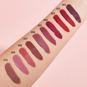 Conjunto de 10 Peças de Gloss Labial Batom de Veludo: Gloss Labial à Prova d'Água e de Longa Duração, Conjunto Hidratante para Mulheres, Presente de Dia dos Namorados