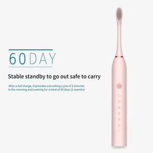 Escova de Dentes Elétrica Sônica para Adultos IPX7 à Prova d'Água Cabeça de Escova DuPont Recarregável via USB Limpeza de Alta Frequência 6 Modos de Limpeza