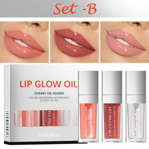 Conjunto de Óleo Labial Hidratante Jelly de Cristal Gloss Labial Volumizador Maquiagem Gloss Labial Sexy Óleo Iluminador Labial Tinta Volumizadora