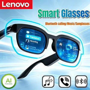 Óculos Inteligentes Lenovo com Tradução AI, Gravação de Conversas via Bluetooth, Escuta de Música, Óculos de Sol Inteligentes para Homens e Mulheres, Novo em 2026