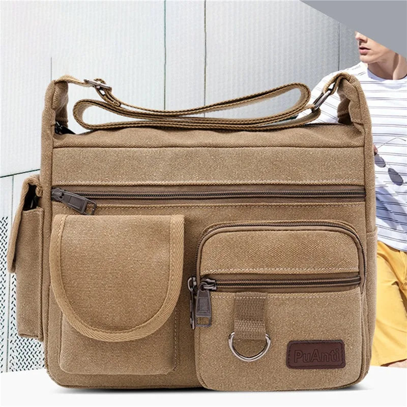 Bolsas de Ombro de Lona para Homens, Tote Casual, Bolsa de Viagem para Homens, Bolsa Transversal de Luxo, Bolsas Mensageiro de Moda, Bolsa de Alta Qualidade