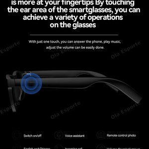 Novos Óculos Inteligentes com Controle de Câmera 2025 Óculos de Sol para Música Fones de Ouvido Bluetooth Sem Fio para Chamadas Óculos de Áudio HIFI para Android