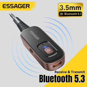 Essager 2-em-1 Receptor Transmissor de Áudio Bluetooth Sem Fio Bluetooth 5.1 Adaptador de Áudio AUX 3,5mm Estéreo para Fones de Ouvido TV Carro