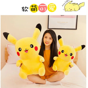 Brinquedos de Pelúcia Pokemon Pikachu de 25cm Kawaii Japão Anime Elfo Boneca de Pelúcia Macia e Fofa Boneca de Cartoon Pikachu Presente de Aniversário para Crianças Meninas