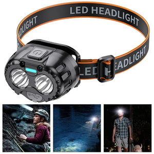 Lanterna de Cabeça LED Poderosa IPX4 à Prova d'Água Lanterna de Emergência 250LM Lanterna de Cabeça LED XPE 500mAh para Pesca, Camping e Caminhadas ao Ar Livre