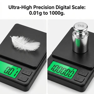 Balança de Precisão Digital de Bolso 1000g X 0,01g com LCD Retroiluminado Miniatura para Medição de Alimentos, Joias, Onças/Grãos para Viagem
