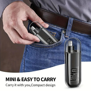 Aparador de Cabelo para Nariz e Ouvidos para Homens - Recarregável via USB C, Portátil, Carregamento Rápido, Kit de Higiene Compacto