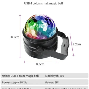 Luz de Disco LED RGB para Palco, Bola DJ Rotativa, Estroboscópio, Controle Remoto, Controle de Som, Dança Mágica, Carro de Natal, Presente de Festa, Lâmpada de Show a Laser para Clube