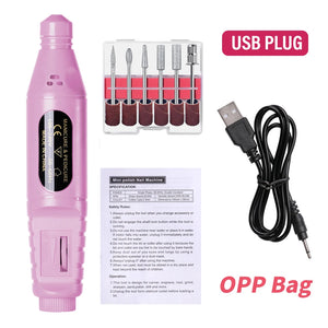 LINMANDA Kit de Broca Elétrica 6 em 1 Removedor Polidor Manicure Lixa de Unha Portátil Ferramenta de Caneta para Broca de Unha