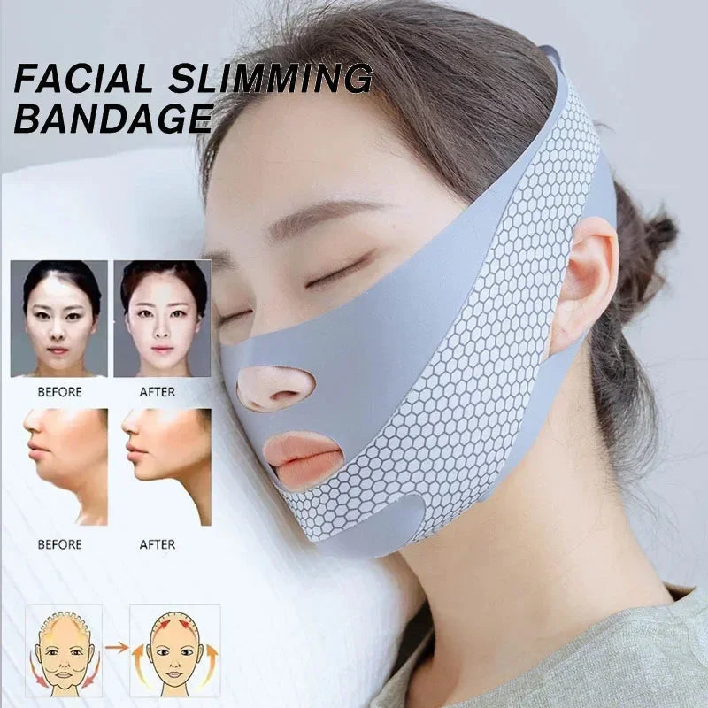 Lifting Facial com Faixa V para Dormir, Bandagem Facial Redutora de Gordura, Relaxamento, Levantamento de Forma, Redução de Papada, Banda de Afinamento Facial, Massagem