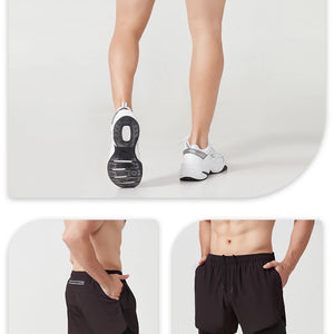 Calções de Corrida Masculinos Secagem Rápida Fitness Pretos de Dupla Camada para Homens Novos para Treino de Esportes e Musculação