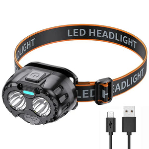 Lanterna de Cabeça LED Poderosa IPX4 à Prova d'Água Lanterna de Emergência 250LM Lanterna de Cabeça LED XPE 500mAh para Pesca, Camping e Caminhadas ao Ar Livre