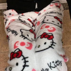 Calças de Pijama Y2K Hello Kitty Sanrio Anime Calças de Pijama Femininas Casal de Desenho Animado Roupas de Dormir para Casa Calças de Lazer Roupas para Casa