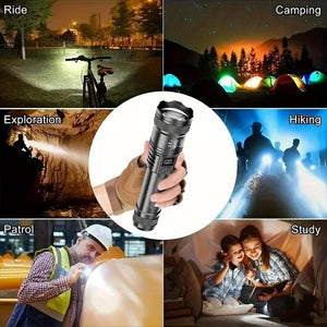 Lanterna Super Brilhante de 100000LM Lanterna Tática LED Recarregável de Longo Alcance para Camping ao Ar Livre, à Prova d'Água, Pesca