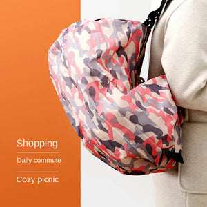 Saco de Armazenamento Dobrável com Alça, Bolsa de Viagem Portátil Camuflada, Sacola de Compras de Grande Capacidade