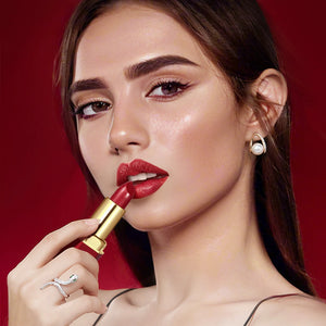 Batom em Tubo Dourado com 6 Cores, Textura Matte, Brilho Perolado, Batom de Veludo para o Dia dos Namorados, 6PCS