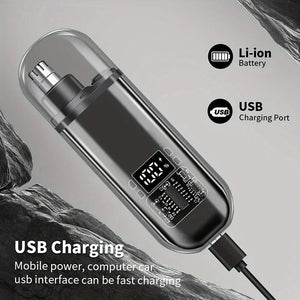 Aparador de Cabelo para Nariz e Ouvidos para Homens - Recarregável via USB C, Portátil, Carregamento Rápido, Kit de Higiene Compacto