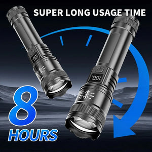 Lanterna Super Brilhante de 100000LM Lanterna Tática LED Recarregável de Longo Alcance para Camping ao Ar Livre, à Prova d'Água, Pesca