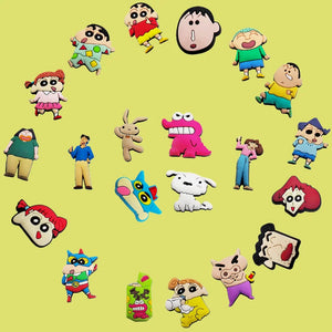 10/21Pcs Miniso Kawaii Anime Crayon Shin-Chan Fivelas para Sapatos Acessórios para Tamancos Charms de Sapatos de Desenhos Animados para Festa Presentes de Natal