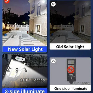 Nova Luz Solar LED 300000LM Lâmpada Solar Externa com Sensor de Movimento 4 Modos à Prova d'Água IP65 Luz Solar para Jardim de Rua Lanternas