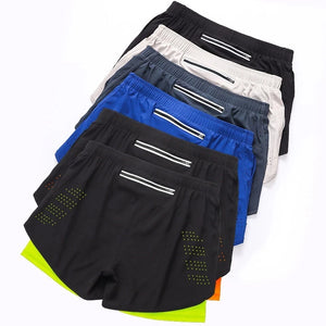 Calções de Corrida Masculinos Secagem Rápida Fitness Pretos de Dupla Camada para Homens Novos para Treino de Esportes e Musculação