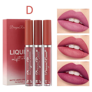 Conjunto de 3 PCS de Batons Líquidos de Longa Duração para Mulheres Cosméticos de Beleza Coreana Batons Matte à Prova d'Água Longa Duração