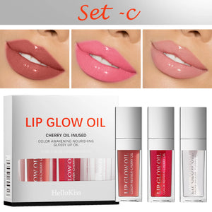 Conjunto de Óleo Labial Hidratante Jelly de Cristal Gloss Labial Volumizador Maquiagem Gloss Labial Sexy Óleo Iluminador Labial Tinta Volumizadora