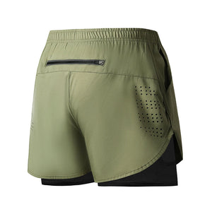 Calções de Corrida Masculinos Secagem Rápida Fitness Pretos de Dupla Camada para Homens Novos para Treino de Esportes e Musculação