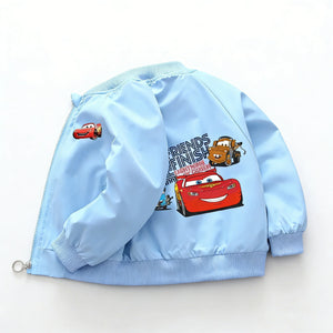Jaqueta Infantil Cars Lightning McQueen Nova Primavera Outono Menino Menina Cartoon Zíper Manga Longa Corta-Vento Casacos Esportivos para Crianças