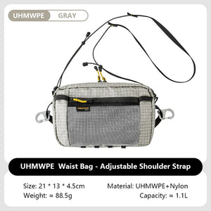 HIKEMAN Dyneema Fiber Waist Pack 1.1L Impermeável UltraLeve Multi Bolso para Ciclismo Corrida Caminhada Camping Esportes ao Ar Livre