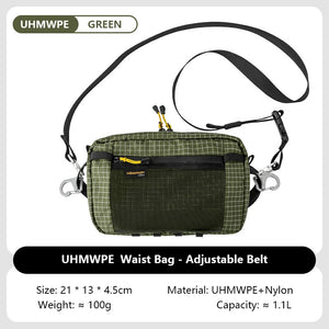 HIKEMAN Dyneema Fiber Waist Pack 1.1L Impermeável UltraLeve Multi Bolso para Ciclismo Corrida Caminhada Camping Esportes ao Ar Livre