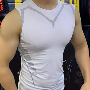 Camiseta Regata de Compressão Masculina, Camiseta de Academia Sem Mangas, Rápido Secagem, Roupas Esportivas Masculinas, Fitness, Musculação, Top de Treino