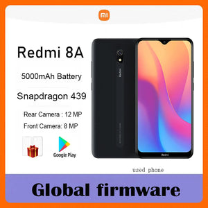 Firmware global Xiaomi Redmi 8A smartphone 4G 64G 5000mAh 6.22 polegadas Snapdragon 439 12MP 18W Reconhecimento facial telefone usado