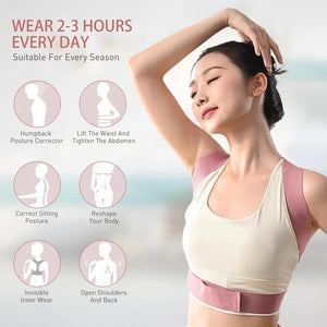 Cinto Corretor de Postura Respirável e Invisível Ajustável Corrige Postura Cinto de Suporte para Costas Colar Cervical Treinamento de Postura