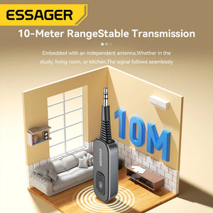 Essager 2-em-1 Receptor Transmissor de Áudio Bluetooth Sem Fio Bluetooth 5.1 Adaptador de Áudio AUX 3,5mm Estéreo para Fones de Ouvido TV Carro