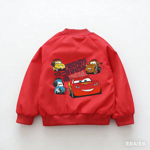 Jaqueta Infantil Cars Lightning McQueen Nova Primavera Outono Menino Menina Cartoon Zíper Manga Longa Corta-Vento Casacos Esportivos para Crianças