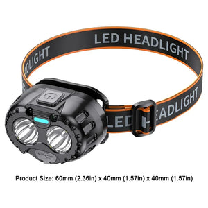 Lanterna de Cabeça LED Poderosa IPX4 à Prova d'Água Lanterna de Emergência 250LM Lanterna de Cabeça LED XPE 500mAh para Pesca, Camping e Caminhadas ao Ar Livre