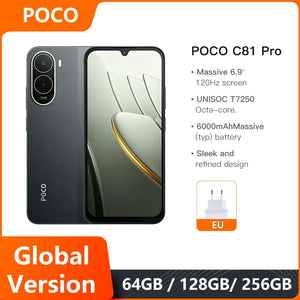 Smartphone POCO C81 Pro Versão Global 6,9 polegadas Display 120Hz Bateria de 6000mAh UNISOC T7250 Octa-core HyperOS 3 2026 Telefone Móvel
