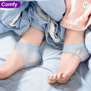 Protetores de Calcanhar de Silicone Azul Laváveis | Unissex para Cuidados Diurnos e Noturnos | Conforto Respirável e Duradouro
