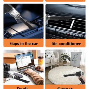 Aspirador de Carro Sem Fio 9000Pa Carregamento USB 1200mAh Aparelho de Limpeza Portátil Mini Aspirador Úmido e Seco para Uso Doméstico