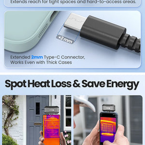 (iPhone&Android) Câmera térmica P1 para Android para iPhone 320*240 X³IR Resolução 600℃ 25Hz Câmera de Inspeção de Casa HVAC